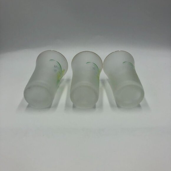 Vintage Set of 3 Frosted Swig Tall Shot Glasses Floral Wheat Grass Design - Picture 9 of 15